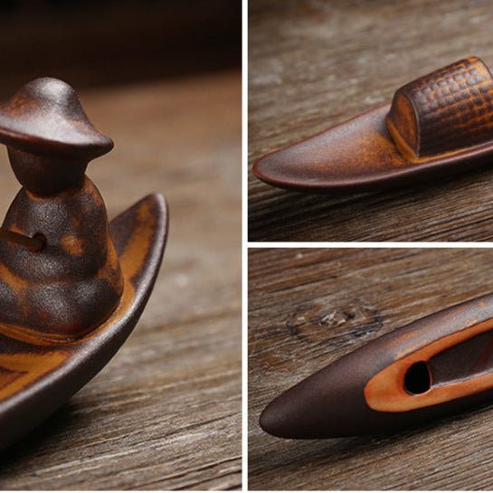 Zen Ceramic Mountain Incense Burner Backflow Holder Aromatherapy Decor