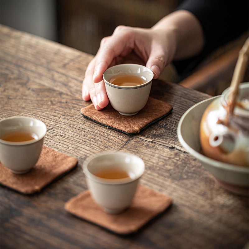 Zen Tea Cup Mat Plant Dyed Hand Stitched Heat Resistant Pad