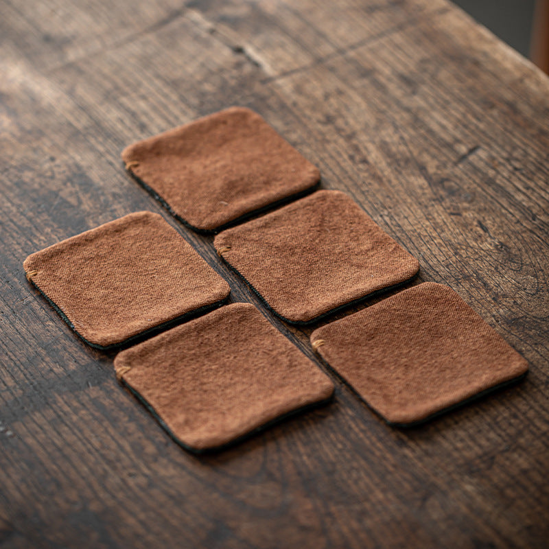 Zen Tea Cup Mat Plant Dyed Hand Stitched Heat Resistant Pad