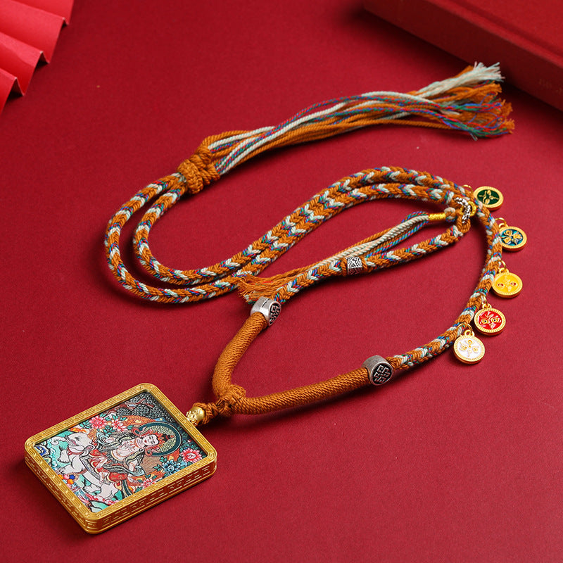 Tibetan-style necklace Thangka pendant