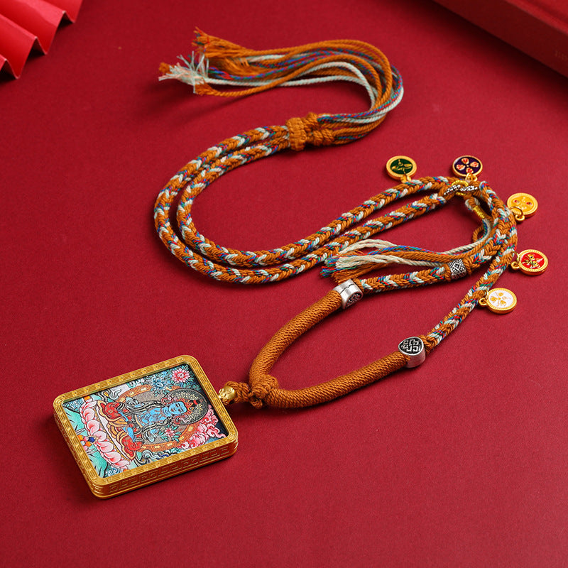 Tibetan-style necklace Thangka pendant
