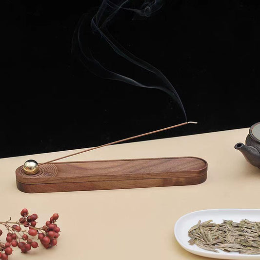 Zen Walnut Incense Burner Gift Set for Home Bedroom Living Room Study