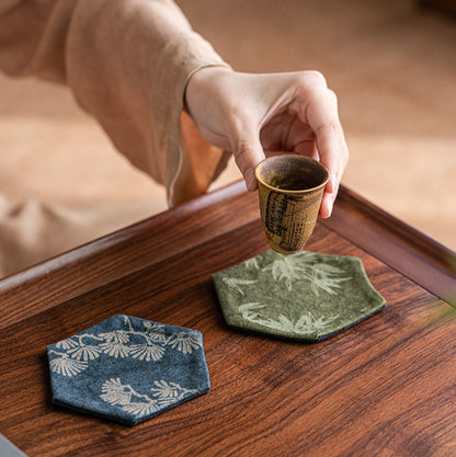 Hexagon Tea Cup Mat Zen Fabric Heat Resistant Pad